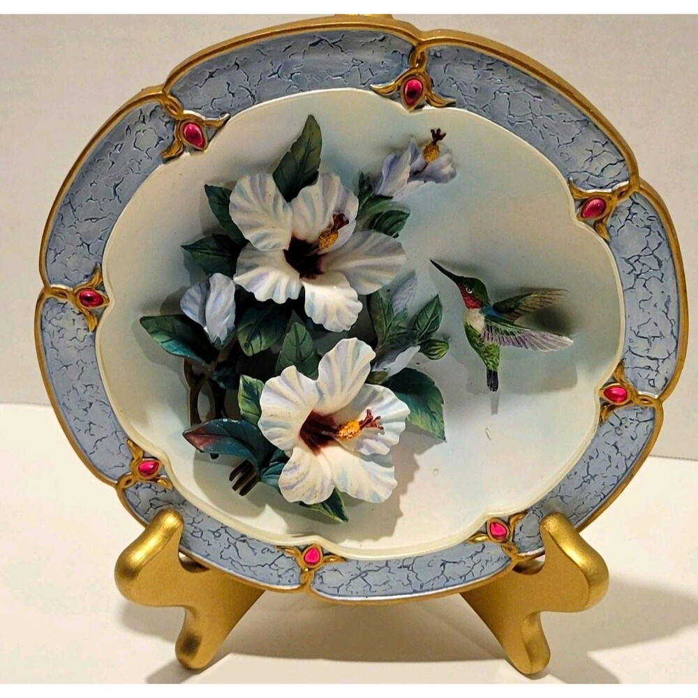 Bradford Exchange Limited Edition Porcelain Plate Morning Jewels Hummingbird